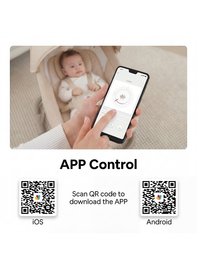 ماستيلا 3 في 1 أورا ديلوكس: سرير بيبي، أرجوحة كهربائية ذكية بـ 5 زوايا حركة، بلوتوث، ريموت كنترول، وناموسية للحماية - Image 2